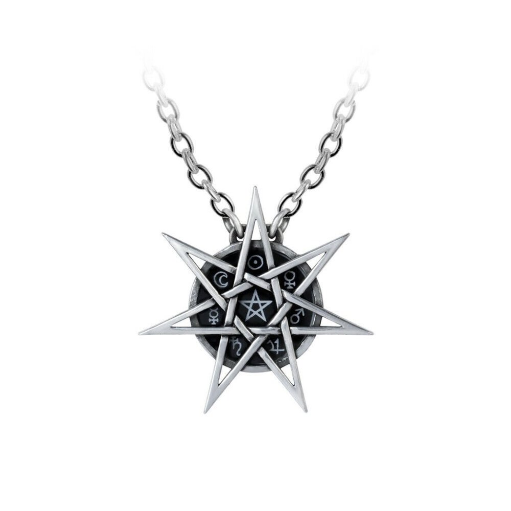 Alchemy Gothic Elven Star Necklace Wiccan Septagram 7 Point Star NWT